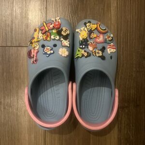 Crocs Classic Clog Women's Size 7 Lite Blue And Pink With jibbitz